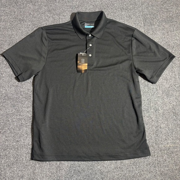 PGA Tour Other - PGA Tour Mens Golf Polo Shirt Black Caviar Textured Short Sleeve Size Large NWT